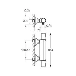 Grohe Thermostatische Douchekraan Precision Start Chroom 15 Cm -Badkamer Verkoop 123 1017