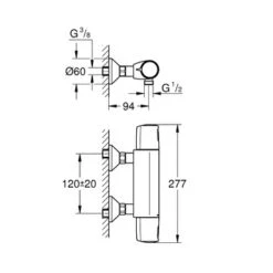 Grohe Thermostatische Douchekraan Precision Trend New Chroom 12 Cm -Badkamer Verkoop 123 1024