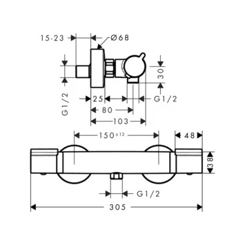 Hansgrohe Thermostatische Douchekraan Versostat2 Chroom 15 Cm 3 Hansgrohe Thermostatische Douchekraan Versostat2 Chroom 15 Cm - Afbeelding 3