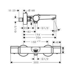 Hansgrohe Thermostatische Badkraan Versostat2 Chroom 15 Cm -Badkamer Verkoop 123 1122