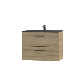 Tiger Badkamermeubel Studio 80cm Chalet Eik/matzwart Met RVS Greep 3 Tiger Badkamermeubel Studio 80cm Chalet Eik/matzwart Met RVS Greep - Afbeelding 3