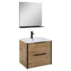 Atlantic Badmeubelset Aria met Spiegel En Wtte Wastafel 60cm Canela Eiken