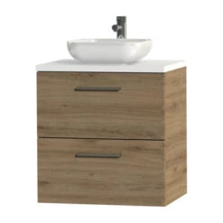 Tiger Badkamermeubel Studio 60cm Chalet Eik/witte Waskom Met Vierkante Greep -Badkamer Verkoop 123 1394