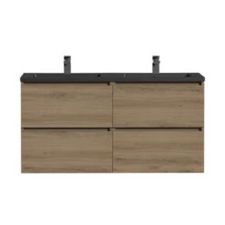 Tiger Karlo Badkamermeubel 120cm Chalet Eik Met Zwart Wastafelblad -Badkamer Verkoop 123 1407