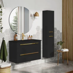 Atlantic kolomkast Stella Mat Zwart -Badkamer Verkoop 123 1484