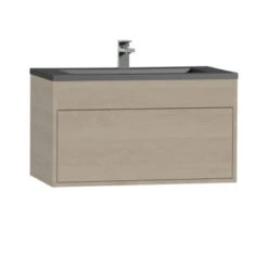 Tiger Helsinki Badkamermeubel 80 Cm Naturel Eiken Met Wastafel Polybeton Zwart
