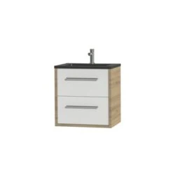 Tiger Badkamermeubel Boston 60cm Chalet Eik/matzwart Met Grepen Chroom -Badkamer Verkoop 123 1661