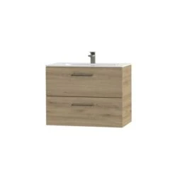 Tiger Badkamermeubel Studio 80cm Chalet Eik/wit Met Ronde RVS Greep -Badkamer Verkoop 123 1680