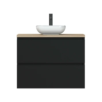 Tiger Karlo Badkamermeubel 80cm Mat Zwart Met Eiken Wasblad En Keramische Waskom 5 Tiger Karlo Badkamermeubel 80cm Mat Zwart Met Eiken Wasblad En Keramische Waskom - Afbeelding 5