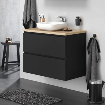 Tiger Karlo Badkamermeubel 80cm Mat Zwart Met Eiken Wasblad En Keramische Waskom 10 Tiger Karlo Badkamermeubel 80cm Mat Zwart Met Eiken Wasblad En Keramische Waskom - Afbeelding 10