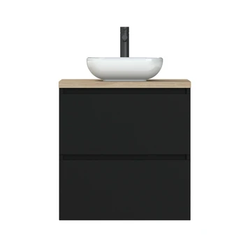 Tiger Karlo Badkamermeubel 60cm Mat Zwart Met Eiken Wasblad En Keramische Waskom 5 Tiger Karlo Badkamermeubel 60cm Mat Zwart Met Eiken Wasblad En Keramische Waskom - Afbeelding 5