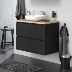 Tiger Karlo Badkamermeubel 60cm Mat Zwart Met Eiken Wasblad En Keramische Waskom 22 Tiger Karlo Badkamermeubel 60cm Mat Zwart Met Eiken Wasblad En Keramische Waskom -Badkamer Verkoop 123 1719