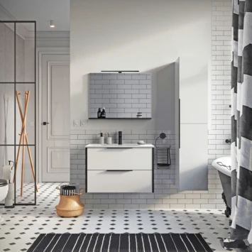 Atlantic Badmeubelset Aria met Spiegel En Witte wastafel 60cm Mat Wit 3 Atlantic Badmeubelset Aria met Spiegel En Witte wastafel 60cm Mat Wit - Afbeelding 3