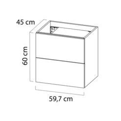 Tiger Badkamermeubel Studio 60cm Hoogglans Wit/witte Waskom Met Vierkante Greep -Badkamer Verkoop 123 1841