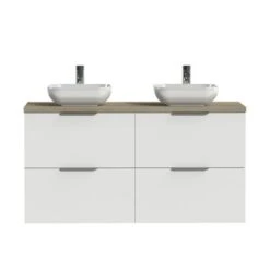 Tiger Badkamermeubel Studio 120cm Hoogglans Wit/witte Waskom Met Profielgrepen