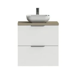 Tiger Badkamermeubel Studio 60cm Hoogglans Wit/witte Waskom Met Profielgrepen