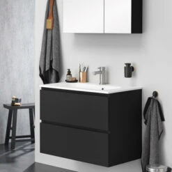 Tiger Badkamermeubel Karlo 60 Cm Mat Zwart Met Witte Wastafel -Badkamer Verkoop 123 187