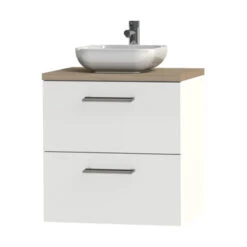 Tiger Badkamermeubel Studio 60cm Hoogglans Wit/witte Waskom Met Ronde Greep -Badkamer Verkoop 123 1879