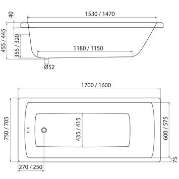 Sealskin Bad Trend Acryl 70x160x45 Cm 2 Sealskin Bad Trend Acryl 70x160x45 Cm - Afbeelding 2