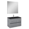 Atlantic Badmeubelset Heon met Spiegel En Zwarte Wastafel 80cm Beton