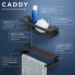 Tiger Douchemand Met Handdoekhouder Caddy Zw -Badkamer Verkoop 123 9